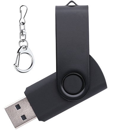 Флеш накопитель USB 2.0 Twister 16GB, пластик Софт Тач/металл, черный/черный