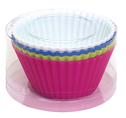 Формы для выпечки CUPCAKE: 4 чашки разного цвета: синяя, зеленая, пурпурная, белая.