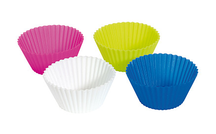 Формы для выпечки CUPCAKE: 4 чашки разного цвета: синяя, зеленая, пурпурная, белая.