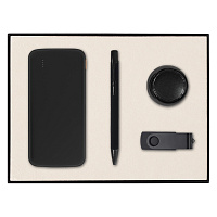 Набор подарочный Solution Prestige Quardo ( внешний аккумулятор «Universal», беспроводная колонка, ручка, Флеш накопитель Twister 16GB), черный