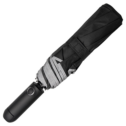 Зонт складной автоматический с фонариком Forest Walker, диаметр 108 см, 8 панелей, со светоотражающей полосой в подарочной коробке, черный