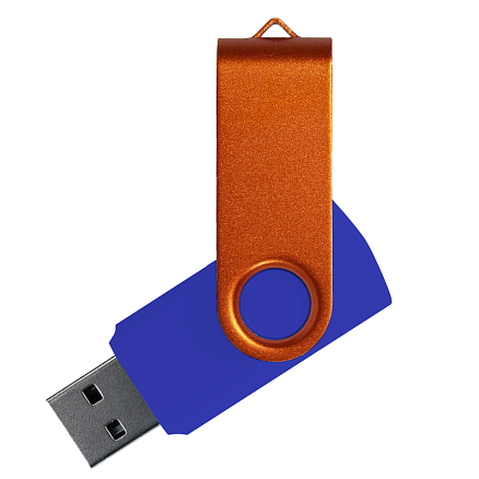 Флеш накопитель USB 2.0 Twister Сolor Mix 16GB, пластик Софт Тач/металл, синий/оранжевый