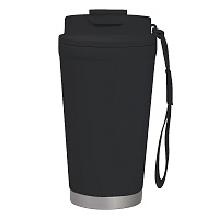 Термокружка Alba металлическая, 410 мл, черная с серебром