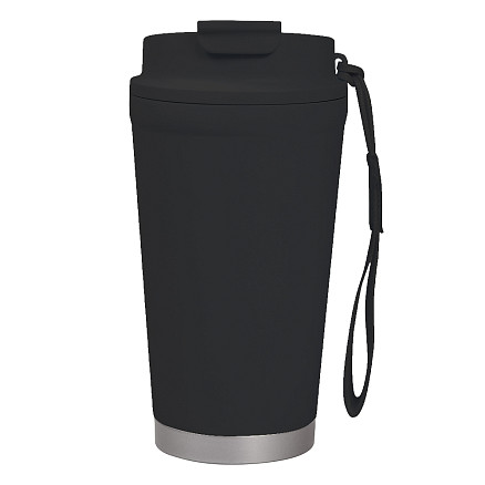 Термокружка Alba металлическая, 410 мл, черная с серебром