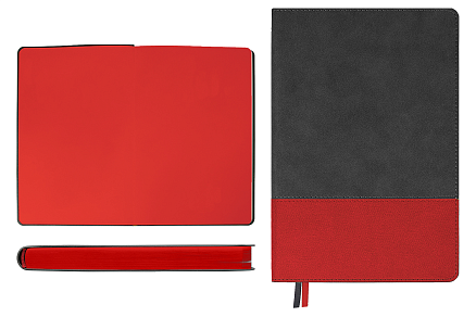 Ежедневник Flexy Treviso Nuba Sand Color А5, серый/красный, недатированный, в гибкой обложке