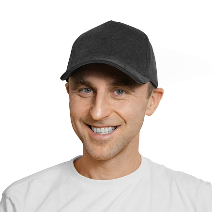 Кепка 5-панельная Oxford 300, c черным сендвичем, черная