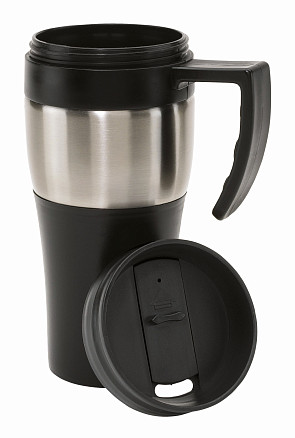 Чашка двустенная HOT DRINK, черный, серебристый