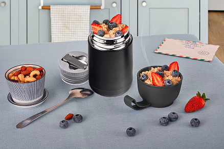 Термос для еды Nordic, 620 мл, металл/пластик, черный