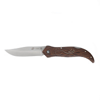 Нож складной Stinger, 105 мм (серебристый), материал рукояти: древесина венге (коричневый)