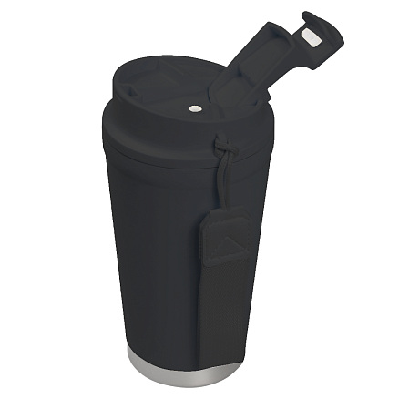 Термокружка Alba металлическая, 410 мл, черная с серебром