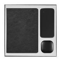 Набор подарочный Solution Prestige Trio (Ежедневник, беспроводной аккумулятор, зарядный кабель), черный