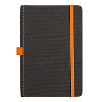 Блокнот Forest  Alfa Orion Rosewood А5, недатированный, в твердой обложке, темно-серый с оранжевой резинкой и петлей для ручки