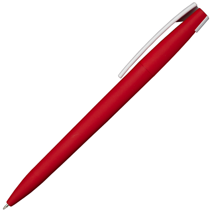 Ручка шариковая, пластик, софт тач, красный/белый, Zorro