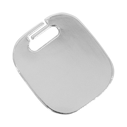 Шильд металлический серебристый квадратный со скругленными углами с застежкой