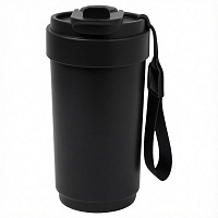 Термокружка Osaka с датчиком температуры, вакуумная, стальная, 410 мл, матовая, черная