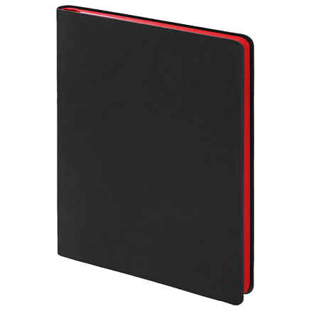 Еженедельник Flexy Latte Soft Touch Black Edition Color A4, черный с красным, датированный на 2026 г, в гибкой обложке