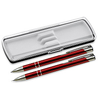 Набор ручек Legend Solution (ручка шариковая, карандаш механический) в футляре Pencase Smart, красный