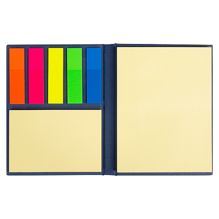 Набор цветных бумажных стикеров  Stick and Fun в твердом переплете, 50 листов в блоке,  размер 8*10,5*1 см, темно-синий