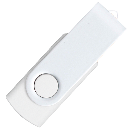 Флеш накопитель USB 2.0 Twister Assembly 16GB, пластик Софт Тач/металл, белый/белый