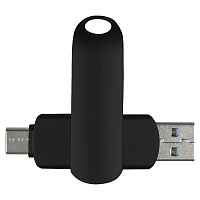 Флеш накопитель  USB 3.0 + TYPE C Cupertino, металл, черный матовый, 32 GB