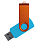 Флеш накопитель USB 2.0 Twister Сolor Mix 16GB, пластик Софт Тач/металл, голубой/оранжевый_ГОЛУБОЙ
