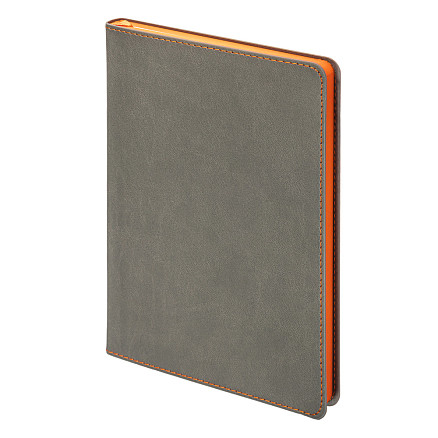 Ежедневник Flexy Latte Color А5, серый с оранжевым срезом и оранжевым форзацем, недатированный, в гибкой обложке