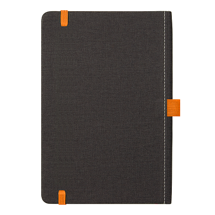 Блокнот Forest  Alfa Orion Rosewood А5, недатированный, в твердой обложке, темно-серый с оранжевой резинкой и петлей для ручки