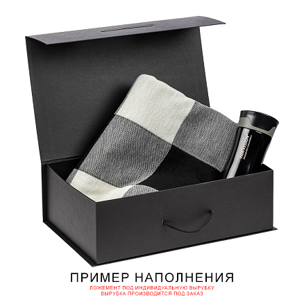 Подарочная коробка, размер 39*26,3*11 см, Solution Prestige Big Case Soft с магнитным клапаном и ручкой , с EVA ложементом 36,8*25,1*4 см под индивидуальную вырубку  , черная,