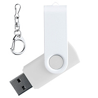 Флеш накопитель USB 2.0 Twister, пластик Софт Тач/металл, белый/белый