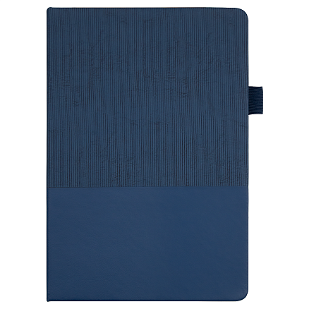 Блокнот А5 Burnie, в твердой обложке c резинкой и петлей для ручки в линейку, синий