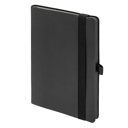 Ежедневник Flexy Line Linen А5, черный/черный, недатированный, в гибкой обложке, с резинкой и петлей для ручки