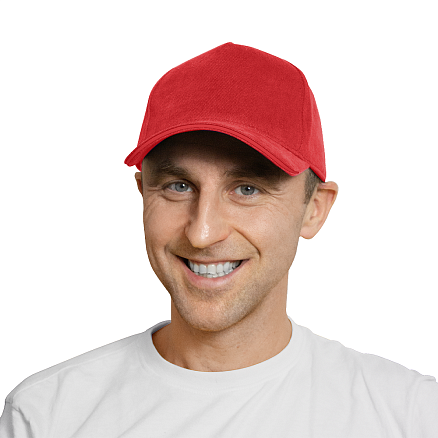 Кепка 5-панельная Greenwich 350, c красным сендвичем, красная