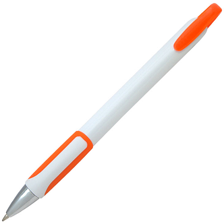 Ручка шариковая, пластиковая, белая/оранжевая