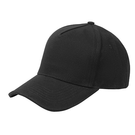 Кепка 5-панельная Oxford 300, c черным сендвичем, черная