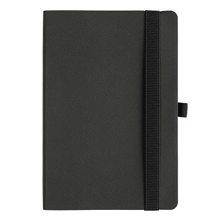 Ежедневник Flexy Line Linen А5, черный/черный, недатированный, в гибкой обложке, с резинкой и петлей для ручки