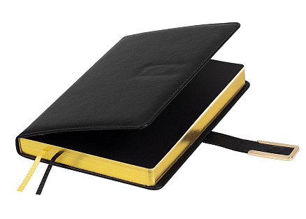 Ежедневник City Bary Mocco A5 в подарочной коробке, черный с золотистым, недатированный, в твердой обложке