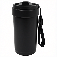 Термокружка Osaka с датчиком температуры, вакуумная, стальная, 410 мл, матовая, черная