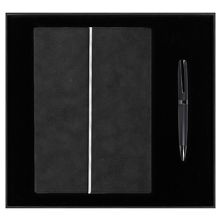 Набор подарочный Solution Prestige Duo (Ежедневник в суперобложке Country Galaxy Nuba A5+, Ручка шариковая матовая Prime), черный