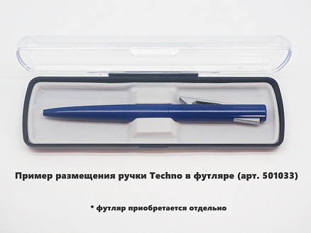 Ручка шариковая, пластиковая, металлическая, синяя/серебристая, Techno Requis