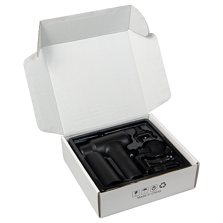 Перкуссионный массажер Relax Tone, вибрационный, для тела, со сменными насадками, черный