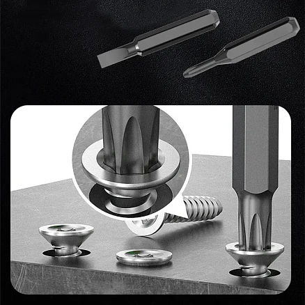 Отвертка с набором из 24 насадок Tools Workhard, темно-серая, в пластиковом футляре