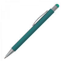 Ручка шариковая металлическаяическая со стилусом SALT LAKE софт тач, металлическая, бирюзовая