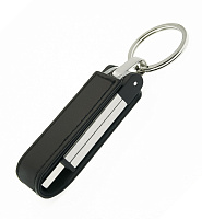 Флеш накопитель USB 2.0 Verona в кожаном чехле 16GB, металл, черный/серебристый