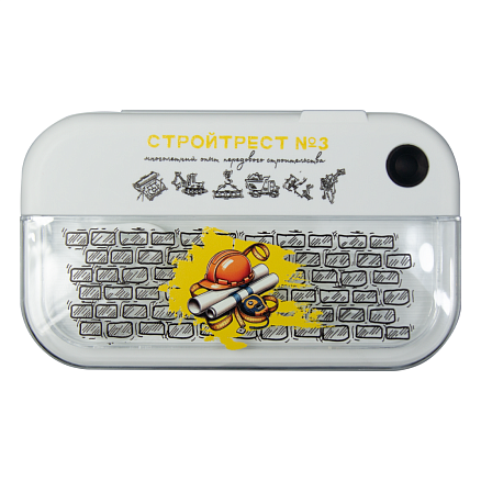 Герметичный контейнер для еды (ланч бокс)  BON VOYAGE Print Sample  Стройтрест , пластиковый, бело-черный, 1100 мл.