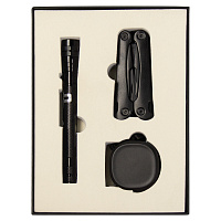 Набор подарочный Solution Superior Trio (Фонарь телескопический Tools Flashlight, рулетка Tools Trecker 3 метра, мультитул Tools Hardwork), черный