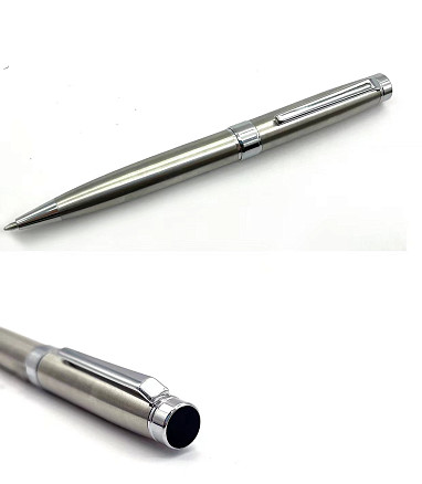 Ручка шариковая глянцевая Grand Diplomat металлическая, серебристая/серебристая