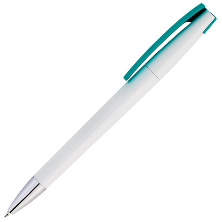 Ручка шариковая, пластиковая, белая/бирюзовая Zorro
