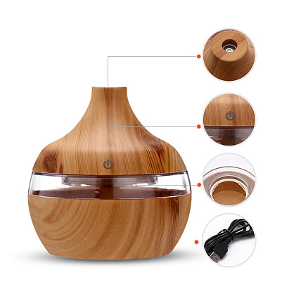 Светодиодный USB арома увлажнитель Holz, коричневый