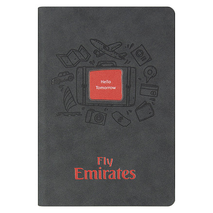 Ежедневник Flexy Nuba Print Sample Fly Emirates А5, темно-серый, недатированный, в гибкой обложке