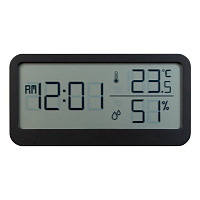 Часы настольные Chronos с термометром и гигрометром, с ж/к дисплеем, черные